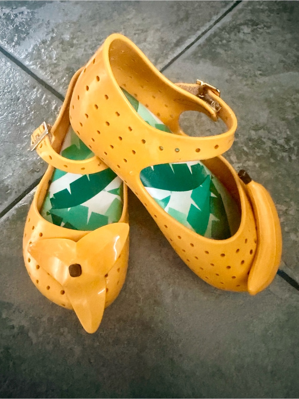Mini Melissa Yellow Jelly Mary Jane Banana Sandals